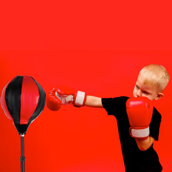 Boxningsboll med Boxningshandskar för Barn Röd
