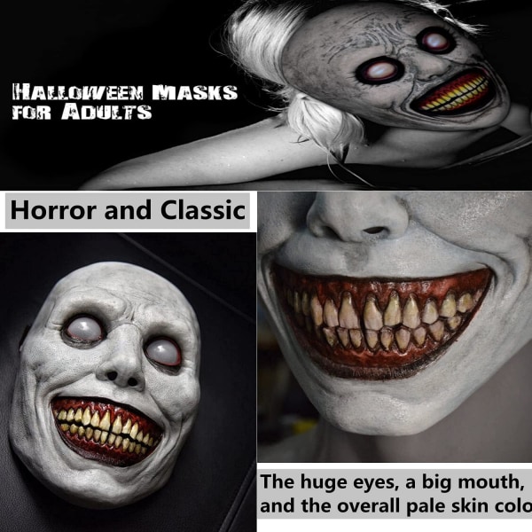 Saku Halloween Läskig Mask, Leende Demon Läskig Spökmask, Läskig Ond Cosplay Rekvisita, Halloween Kostymer, Grå