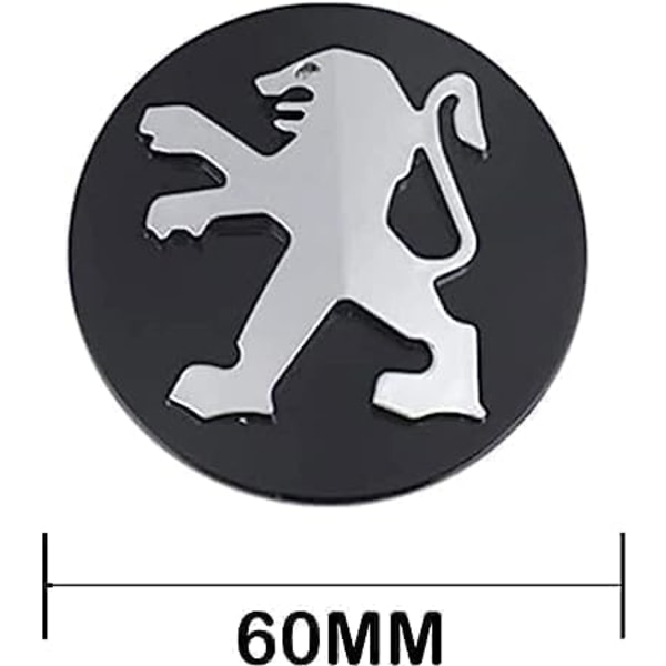 4 stk. hjulkapsler til Peugeot 60mm sort, centerkapsler hjulkapsler bil hjulkapsler fælgkapsler tilbehør