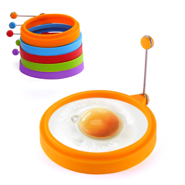 2 x runda omelettmaskiner i silikon med handtag i rostfritt stål Orange