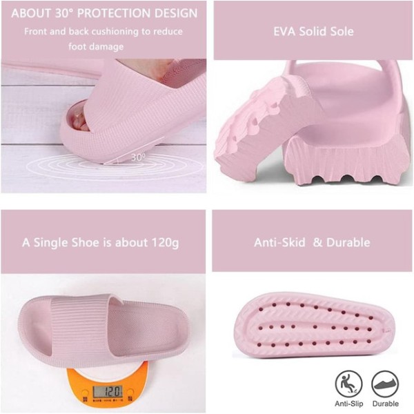 Kvinnor Tjock Plattform Cloud Tofflor rosa 40-41