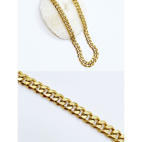 Guldpolerat armband i rostfritt stål med 18k guldplätering 9mm thick, 45 cm long