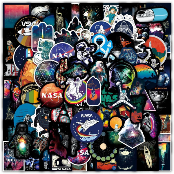 100 stk. NASA Space Stickers, Science Fiction Universe Astronaut Stickers Packs DNASA2-100