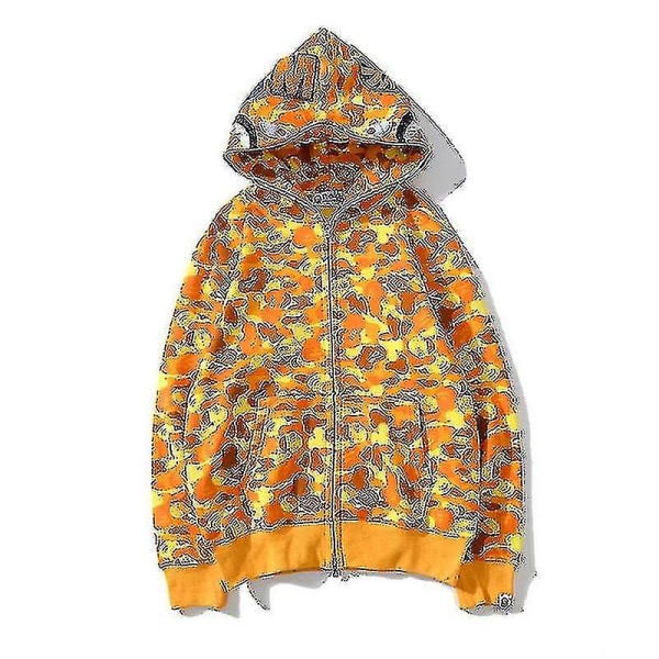 Herre Hoodie Camo Løs Lynlås Jakke Sweatshirts Til Mænd Dreng Wanke Golden L