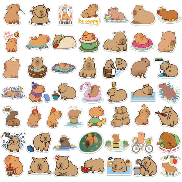 50 st Cartoon Capybara Graffiti Bagage Stickers