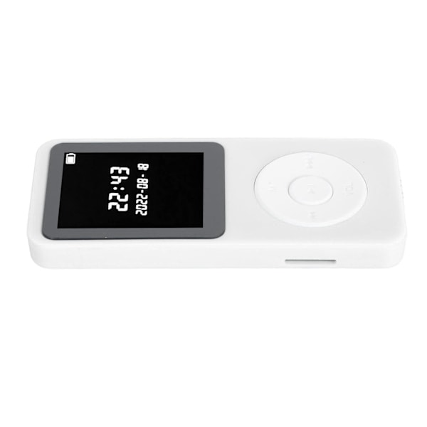 MP3-spelare Bluetooth 5.0 1,77 tum LCD-skärm Inbyggd HD-högtalare Bärbar HiFi-musikspelare med FM-radioinspelare Väckarklocka Vit med 8G minneskort