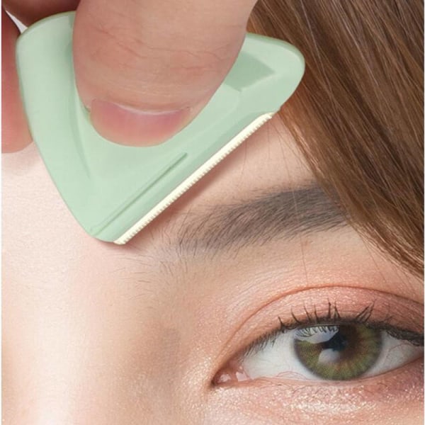 Set med 2 nydesignade verktyg för hårborttagning för ansiktet Mini triangel ögonbrynshyvel i rostfritt stål Ögonbrynstrimmer White - green