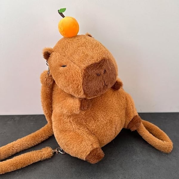Capybara Plys Rygsæk Kawaii Mode Plys Pelstaske Lynlås Mini Knappaske Sød Tegneserie Stor Kapacitet til Piger Fødselsdag Julegaver