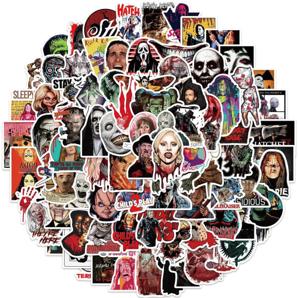 Skräck klistermärken | 100 st | Gotiska klistermärken Thriller Movie Killer Roll Character Stickers Movie-100