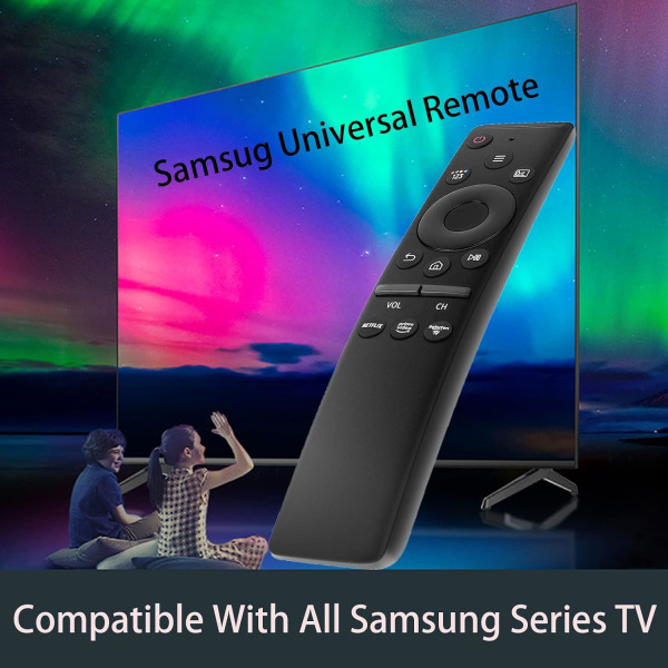 Universell fjärrkontroll kompatibel med Samsung Smart-TV, LCD, LED, UHD, QLED, 4K HDR-TV-apparater, med Netflix, Prime Video, Rakuten-TV-knappar