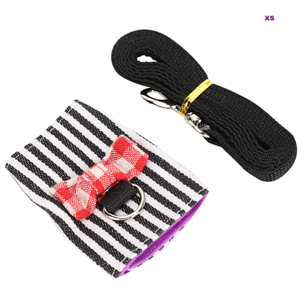 Small Animal Adjustable Harness Squirrels Hamster Ferret Traction Rope (BlackWhite Stripe)(XS )