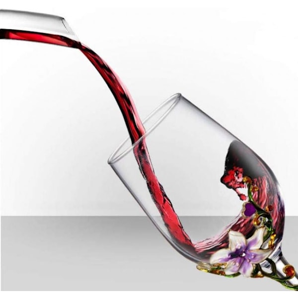 Håndmalede emaljeblomster Blyfri vinglas, 320 ml/10,8 OZ Røde/hvide krystalvinglas (Lilla bæger lilje) Purple Cup Lily