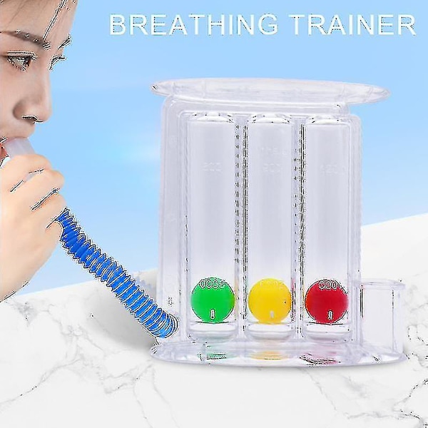 Andningsövningstränare Hemma Andningsövning, 3-Boll Djup Andningstränare Lungtränare Incentive Spirometer Spirometrismätningssystem (A)