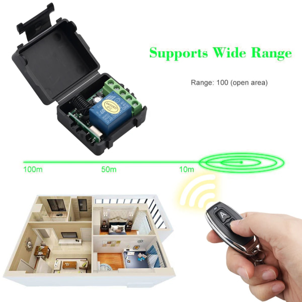 433MHz DIY trådlös strömbrytare DC 12V 1CH minirelämodul och RF-sändarfjärrkontroll för garagegardin hushållsapparat