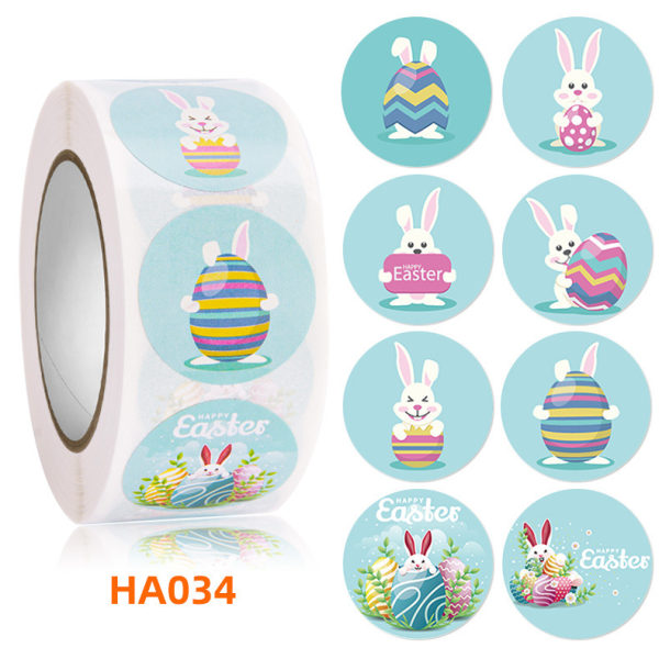 500 stickers/roll Easter stickers, bunny egg shaped stickers