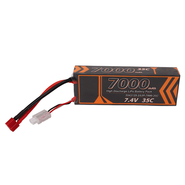 7000mAh Lipo-akku 35C purkautumisnopeus 7.4V 2S2P T-muotoinen punainen pistoke RC-akkuvirta RC-helikopteriin