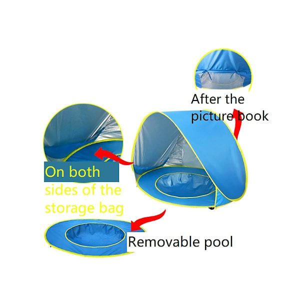 Baby Strandtält Solskydd Vattentält Uv-skyddande Solskydd Med Pool Barn Utomhus Camping Solskydd