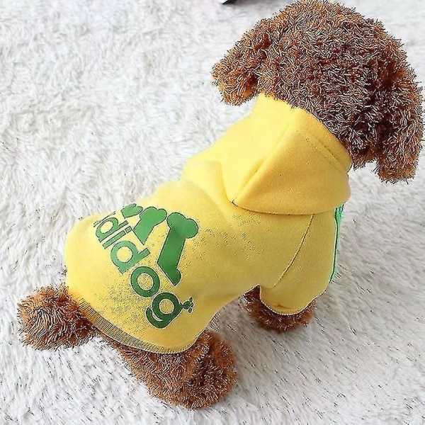 Hundkläder Adidog 2022 Nya vinterkläder för husdjur Små och medelstora hundhuvtröjor Valpkläder Sweatshirt Yellow M 1.5*2kg