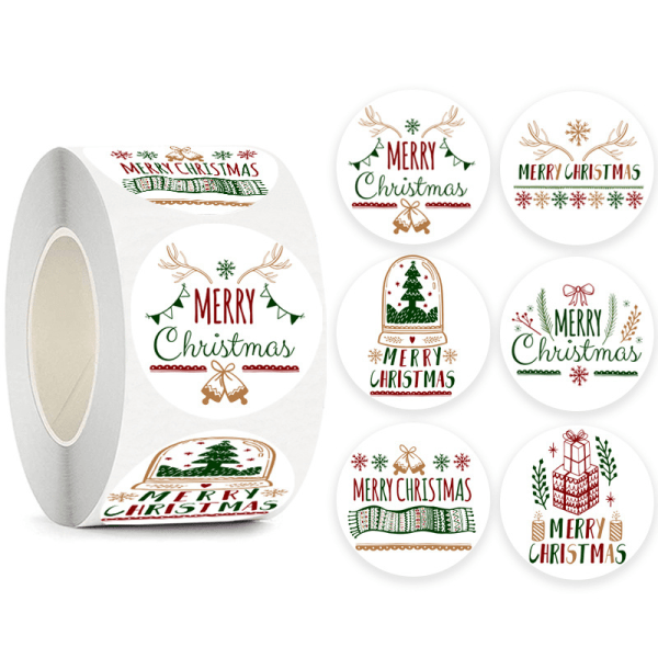 Merry Christmas Stickers Theme Seal Labels Path Multicolor 500st