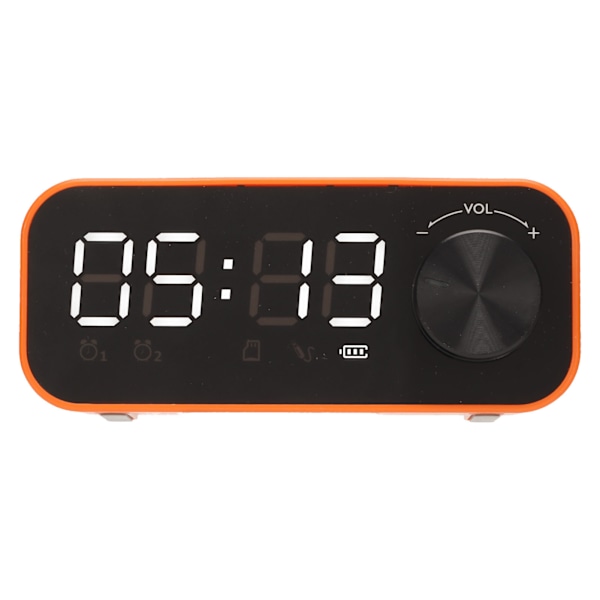 Mini Bluetooth-högtalare med tung bas, dubbel väckarklocka, bärbar trådlös högtalare med LED-display, orange