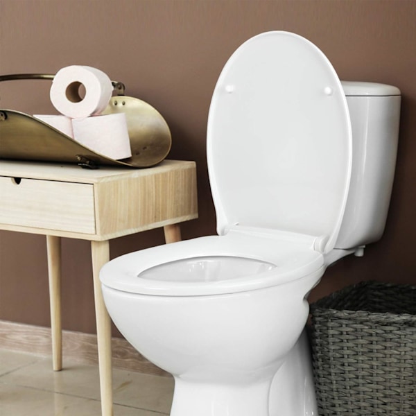 Toiletbræt med soft-close, Toiletbræt med hurtig tilslutning for nem topmontering O-form