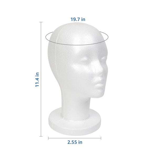 TG Valkoinen Vaahtomuovin Pääteline, Styrofoam-Pää (2-pakkauksessa)