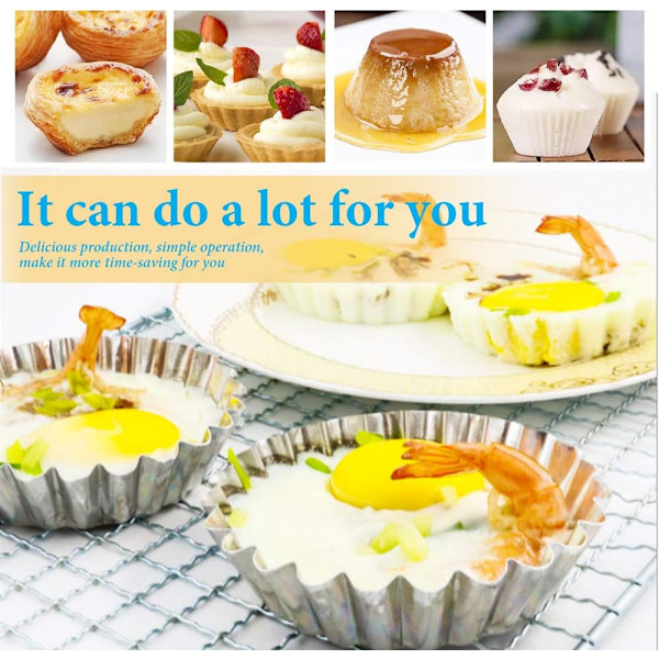 20 kpl Cupcake-muotteja, 9,6 cm ruostumattomasta teräksestä valmistettuja mini piirakka- ja tortlettivuokia, cupcake-kakku- ja muffinssimuottilevy leivontatyökalut{sl}