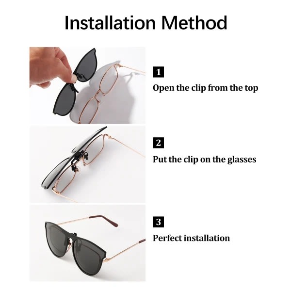 Polariserede Clip-on solbriller Unisex Anti-Glare Silver