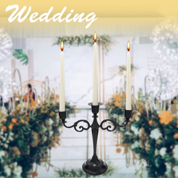 Metal Candelabra – LjSLUSstakehållare för formella evenemang, bröllop, kyrka, semesterdekor, Halloween, svart silver