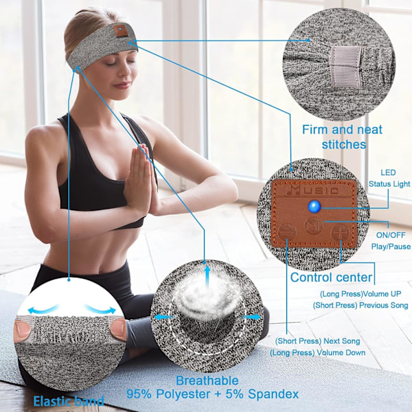 Sovhörlurar, 2024 års version Bluetooth Pannband Hörlurar med HD-högtalare och Mikrofon, Perfekt för Sidosovare Sömn Samtal Jo