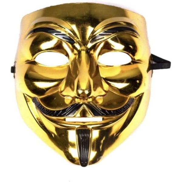 GrassVillage Anonym Halloween V för Vendetta Mask Set - PARTY, WORLD BOOK WEEK/HALLOWEEN KIT 4 Pack- gold/silver/black/white