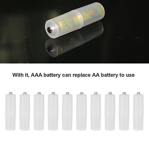 10 st Aaa till Aa Storlek Cell Batteri Konverterare Adapter Batterihållare Fodral Växlare Transparent