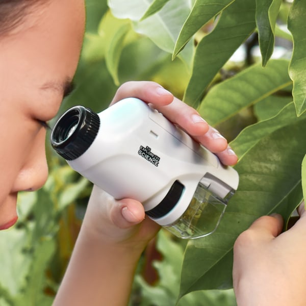 Håndholdt biologisk mikroskop LED-lys forstørrelsesglas skole white