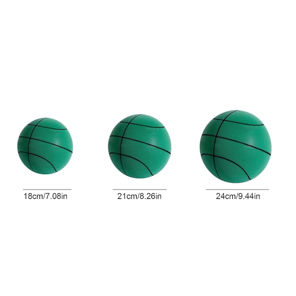 Handleshh Stille Basketball - Premium materiale, lydløs og blød skumbold, trænings- og legehjælp Grøn Grøn Green 24cm