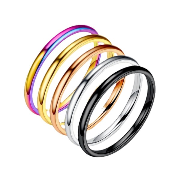 Design titan tunn ring - 2mm storlek 6 Gold