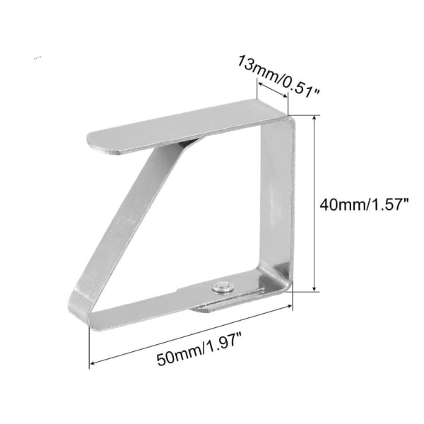 12-pack bordsdukshållare i rostfritt stål, halkfri (5 cm x 4 cm)