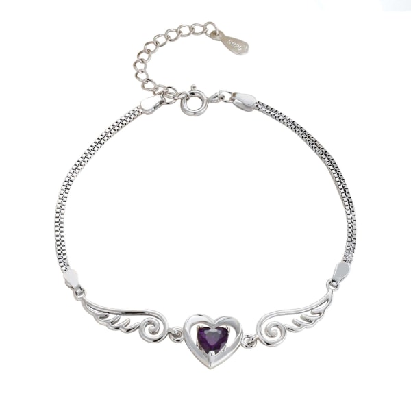 925 silver lila diamant hjärta armband för kvinnor