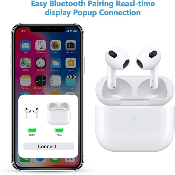 Langaton latauskotelo, AirPod 3. sukupolvelle yhteensopiva vaihtoehto, Bluetooth-pariliitospainikkeella