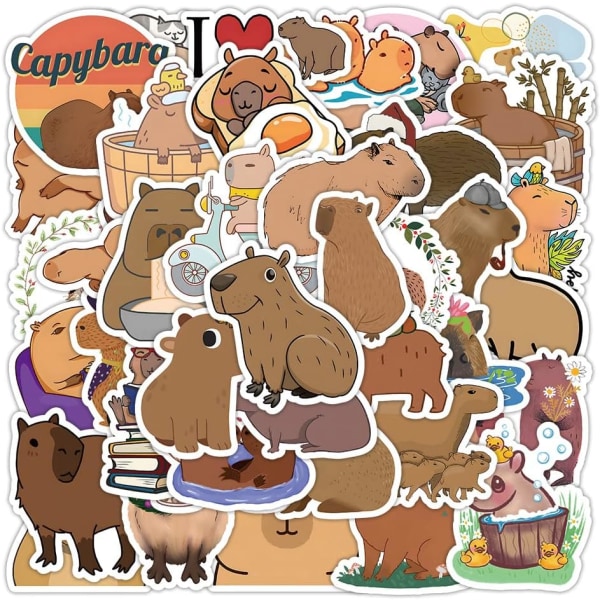 Tecknad Capybara klistermärken, 55 st, estetisk dekoration, vinylklistermärken Cartoon Capybara