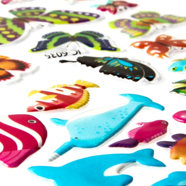 3D-klistermärken för Barn, 24st Fluffiga Klistermärken multi