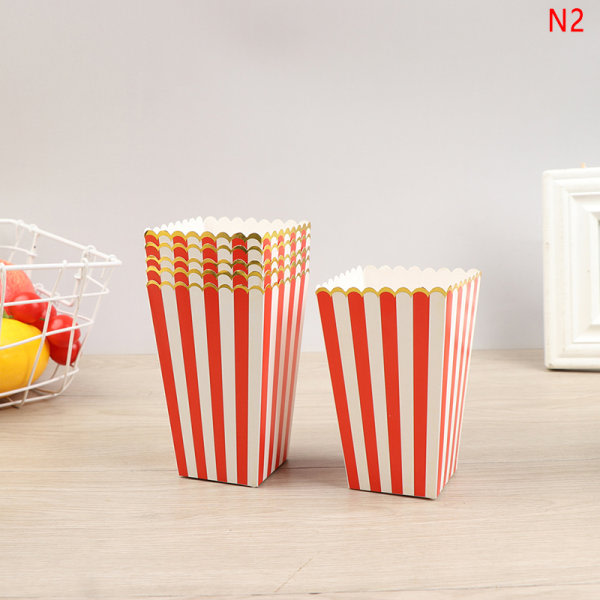 6:a Popcorn Lådor Hållare Behållare Kartonger Papperspåse Stripe N2