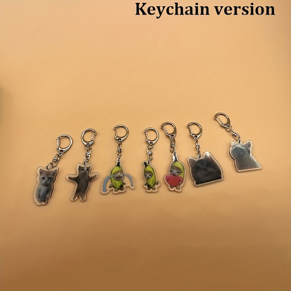 1/7 stk. Sødt Katte Nøglering Akryl Sjovt Dyr Nøglering Pung Taske Telefon Charm Earbud Etui