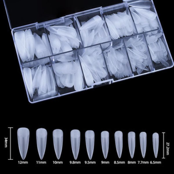 500pcs Clear False Nails Tips Full Cover, 10 Sizes