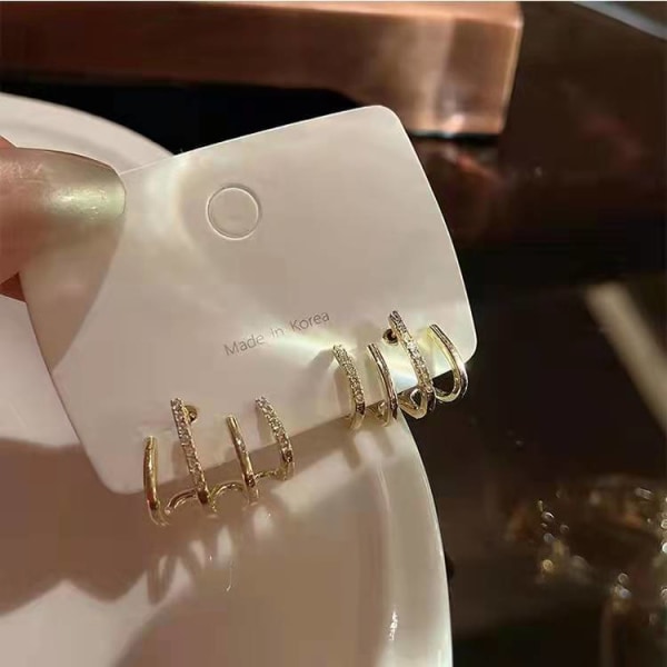 Örhänge Claw Ear Hook Clip Örhängen Dam Fyrkantig Inställning Silver gold
