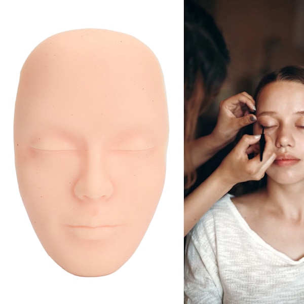 Sminkövningskit Ansikte 3D Realistiskt Helt Ansikte Övning Bred 8st Sminkborstar Återanvändbar Mannekäng Kosmetisk Övningsverktyg Ljus Hudfärg