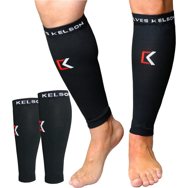 (2 par) Calves Kelsonkompressionsbandage, perfekt för skenbensantsyndrom, löpning, sport för män/kv L/XL(12.5"16.5"Calf)