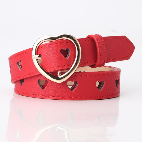 Women's Hollow Heart Buckle PU Leather Belt, Heart-Shaped Buckle Belt for Women