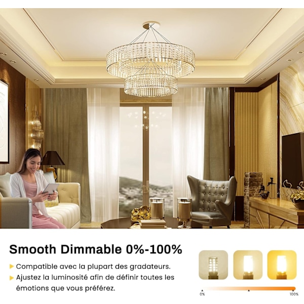10 stk G9 LED pære Dæmpbar 5W Varmt Hvid 3000K G9 LED pærer Halogenækvivalent 50W AC110/220V [Energiklasse F]
