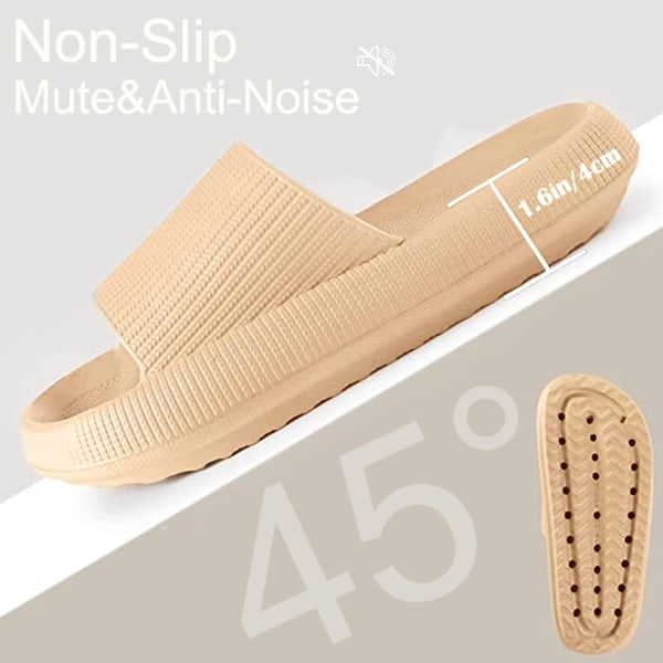 Kvinder Tykke Platform Cloud Slippers Kaki 38-39