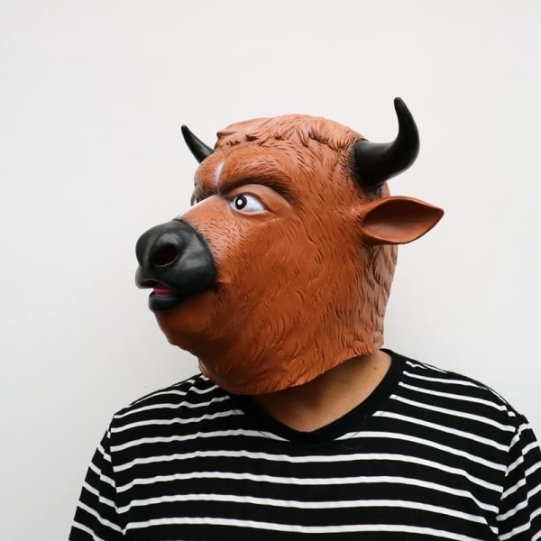 Realistisk tyremark til voksne med Halloween-design, sjov dyrehoved tyremark Nyheder Høretelefoner, Halloween ansigtsmasker